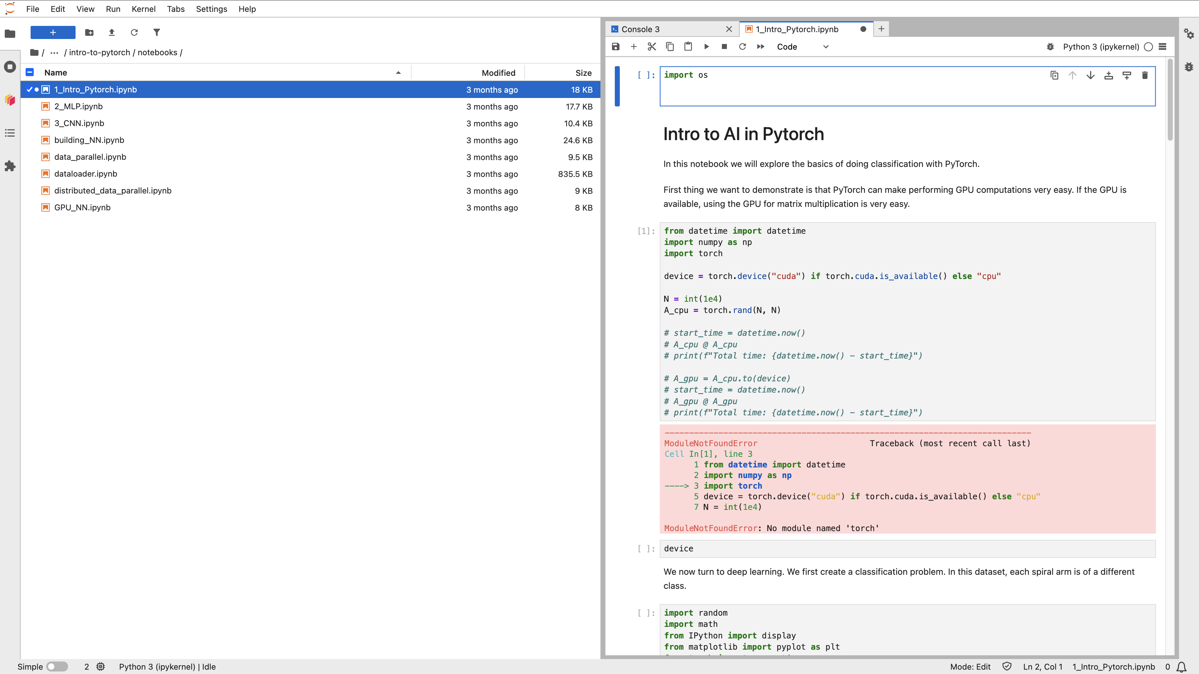 JupyterLab interface